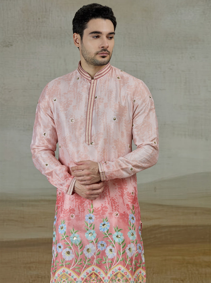 Peach Printed Kurta Pajama | Virasana