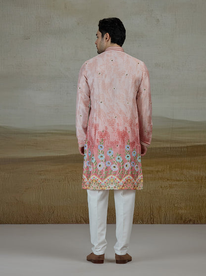 Peach Printed Kurta Pajama | Virasana