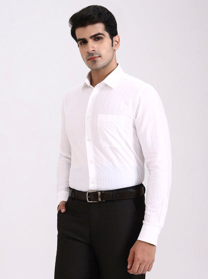 White Striped Slim Fit Formal Shirt | JadeBlue Youth