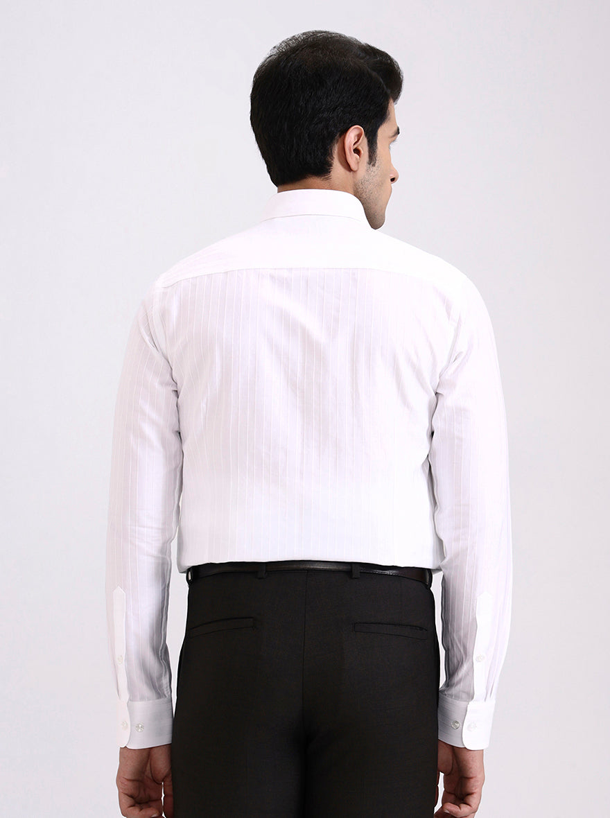 White Striped Slim Fit Formal Shirt | JadeBlue Youth