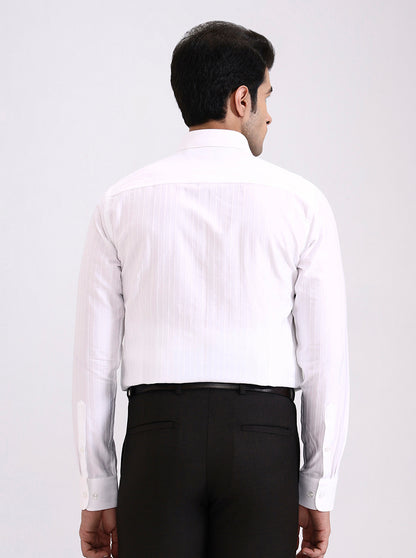 White Striped Slim Fit Formal Shirt | JadeBlue Youth