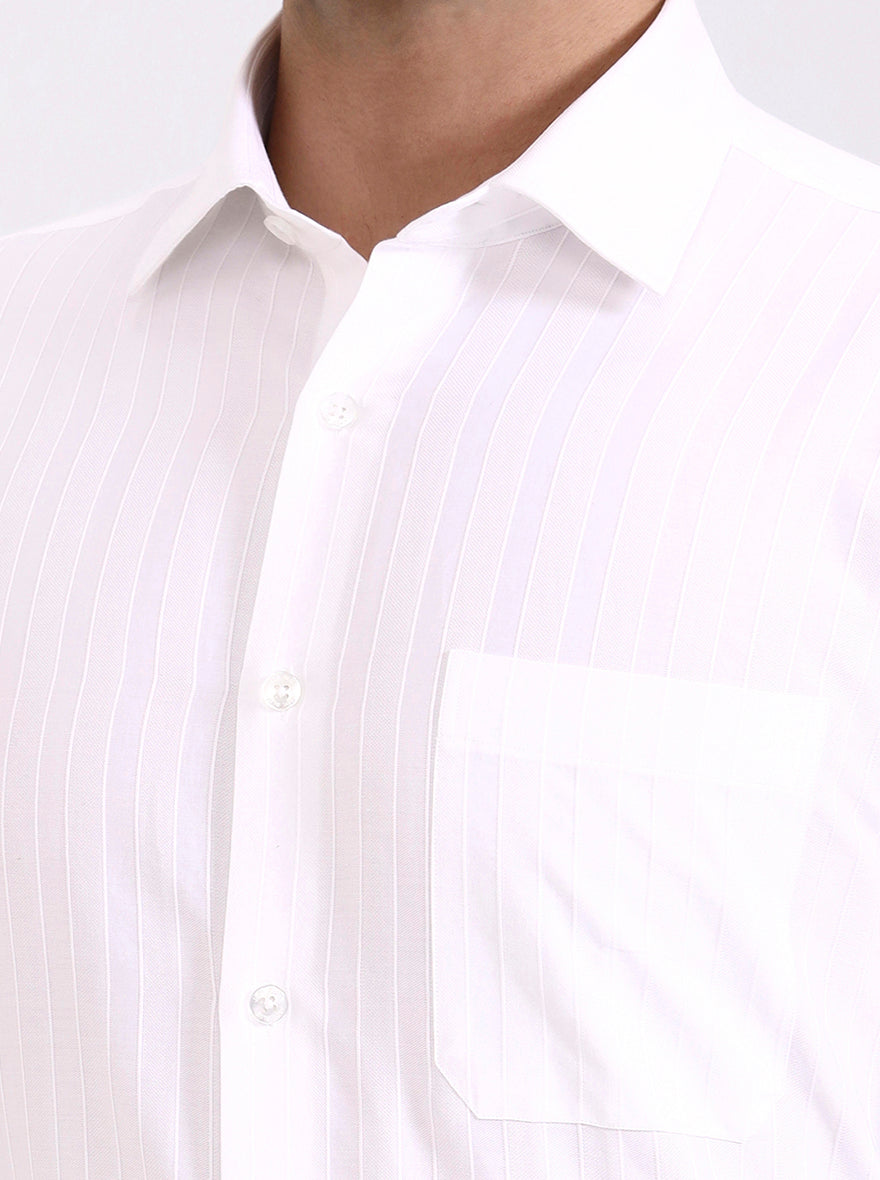White Striped Slim Fit Formal Shirt | JadeBlue Youth