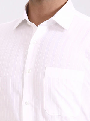 White Striped Slim Fit Formal Shirt | JadeBlue Youth