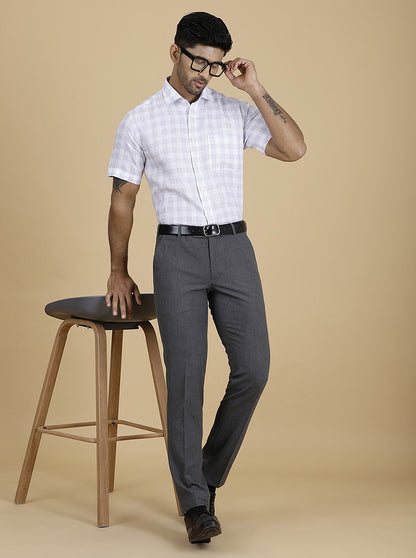 Purple Checked Regular Fit Formal Shirt | JadeBlue