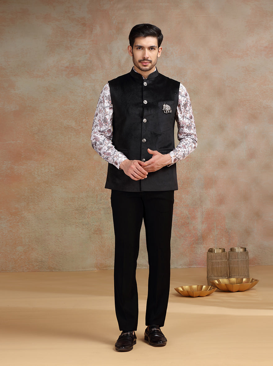 Black Broach Bandhgala Jacket | JB X JB