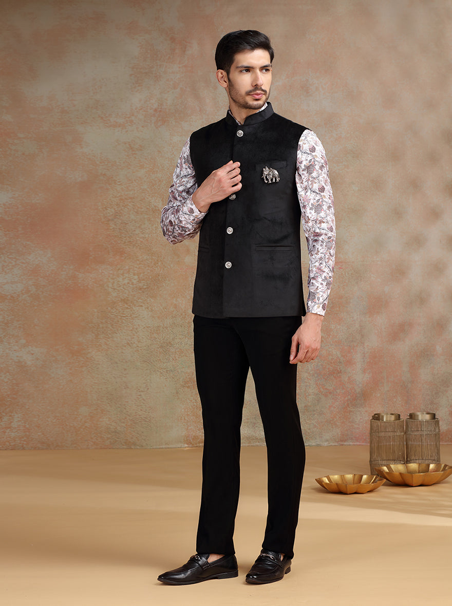 Black Broach Bandhgala Jacket | JB X JB