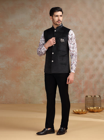 Black Broach Bandhgala Jacket | JB X JB
