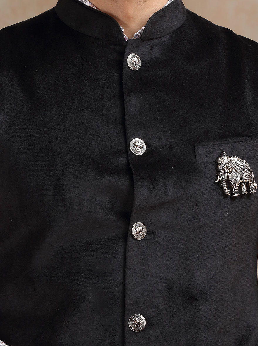 Black Broach Bandhgala Jacket | JB X JB