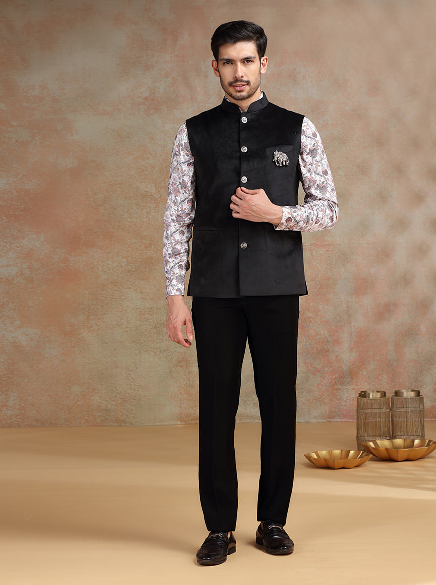 Black Broach Bandhgala Jacket | JB X JB