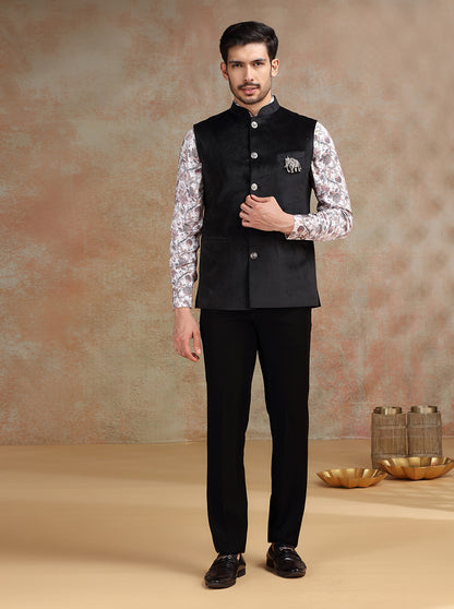 Black Broach Bandhgala Jacket | JB X JB