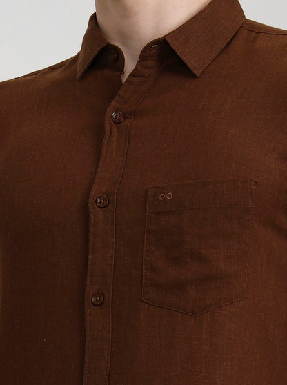Khaki Solid Slim Fit Casual Shirt | JadeBlue