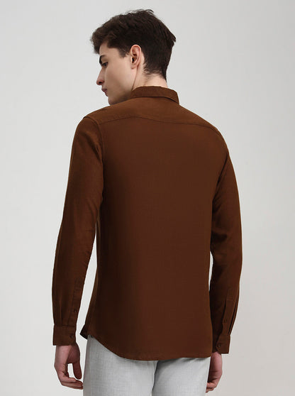 Khaki Solid Slim Fit Casual Shirt | JadeBlue