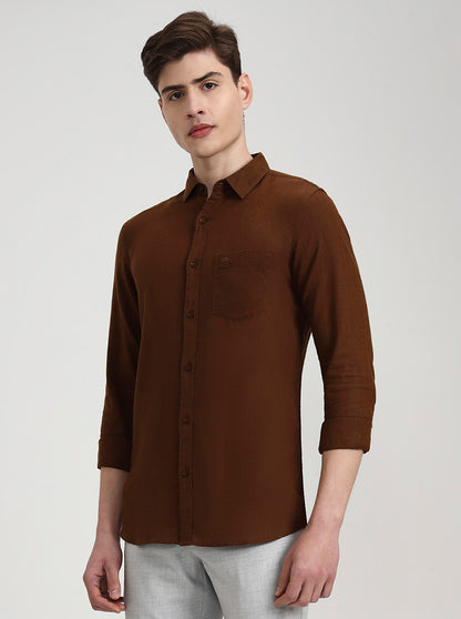 Khaki Solid Slim Fit Casual Shirt | JadeBlue