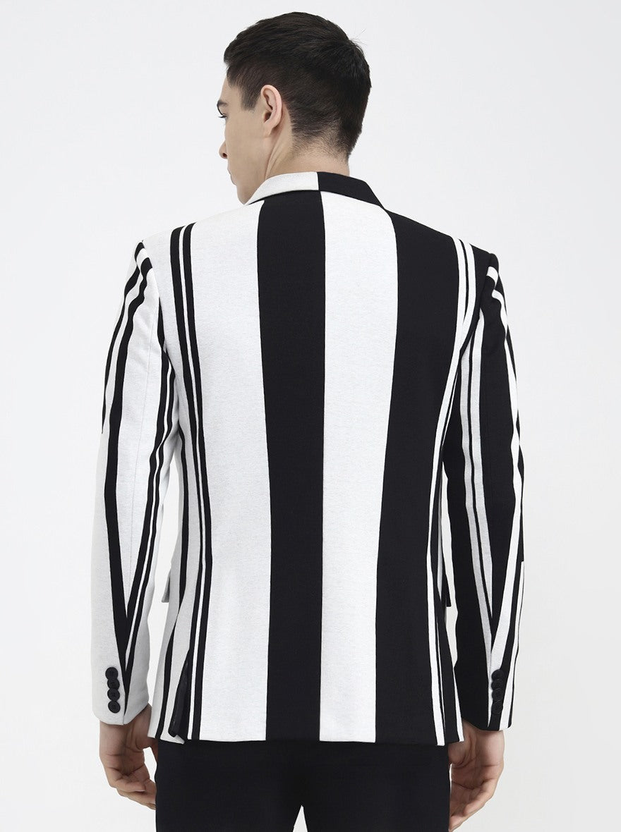 White Printed Regular Fit Blazer | Wyre
