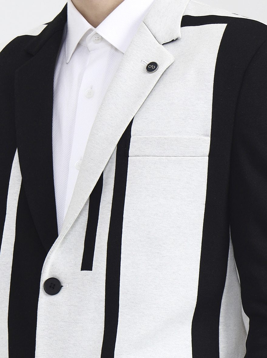 White Printed Regular Fit Blazer | Wyre