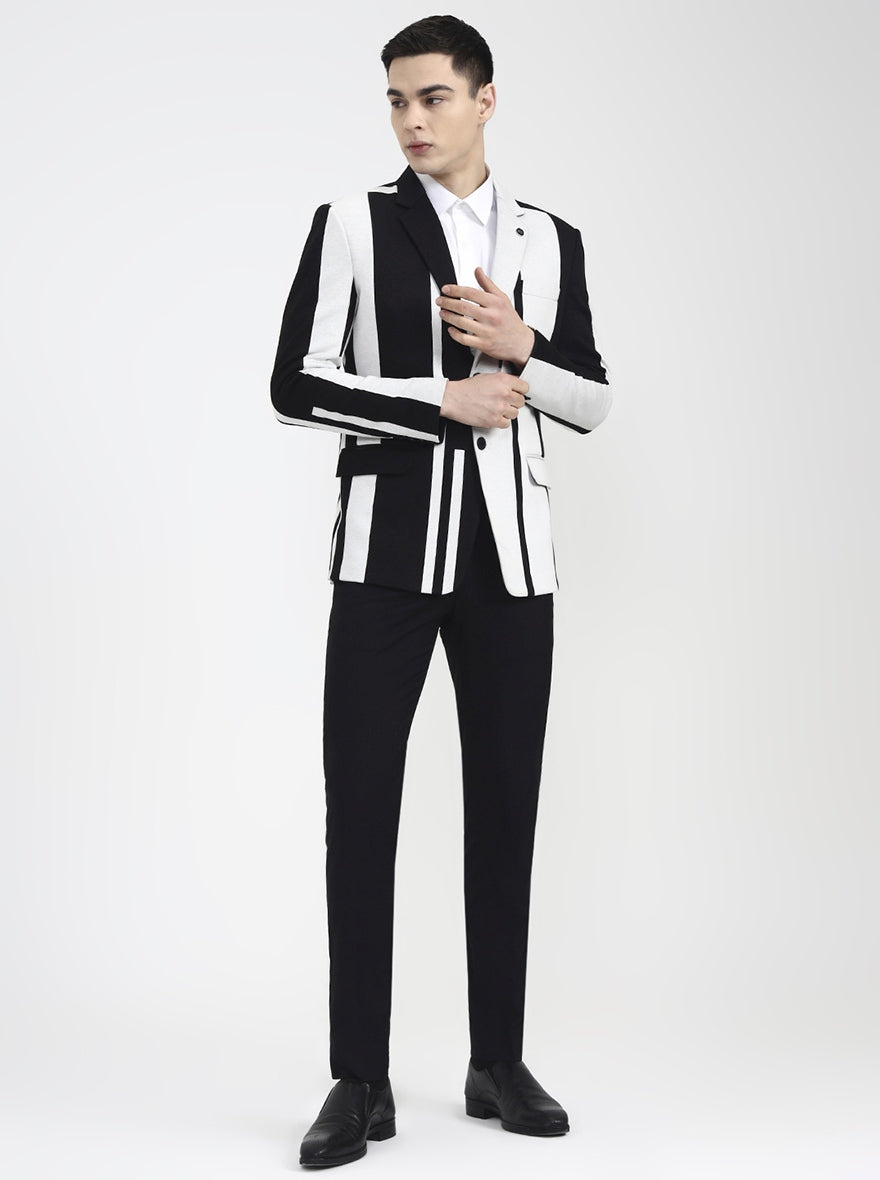 White Printed Regular Fit Blazer | Wyre
