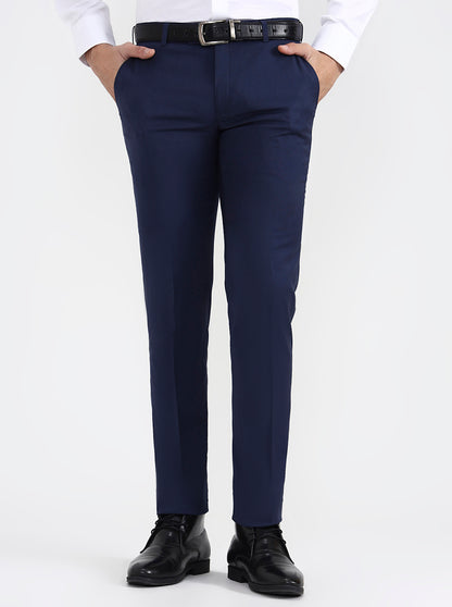 Blue Solid Super Slim Fit Formal Trouser | JB X JB