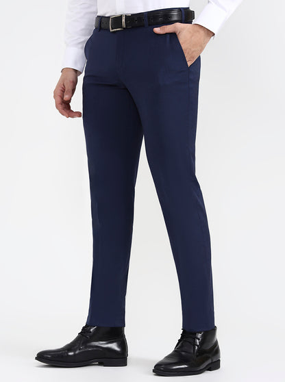 Blue Solid Super Slim Fit Formal Trouser | JB X JB