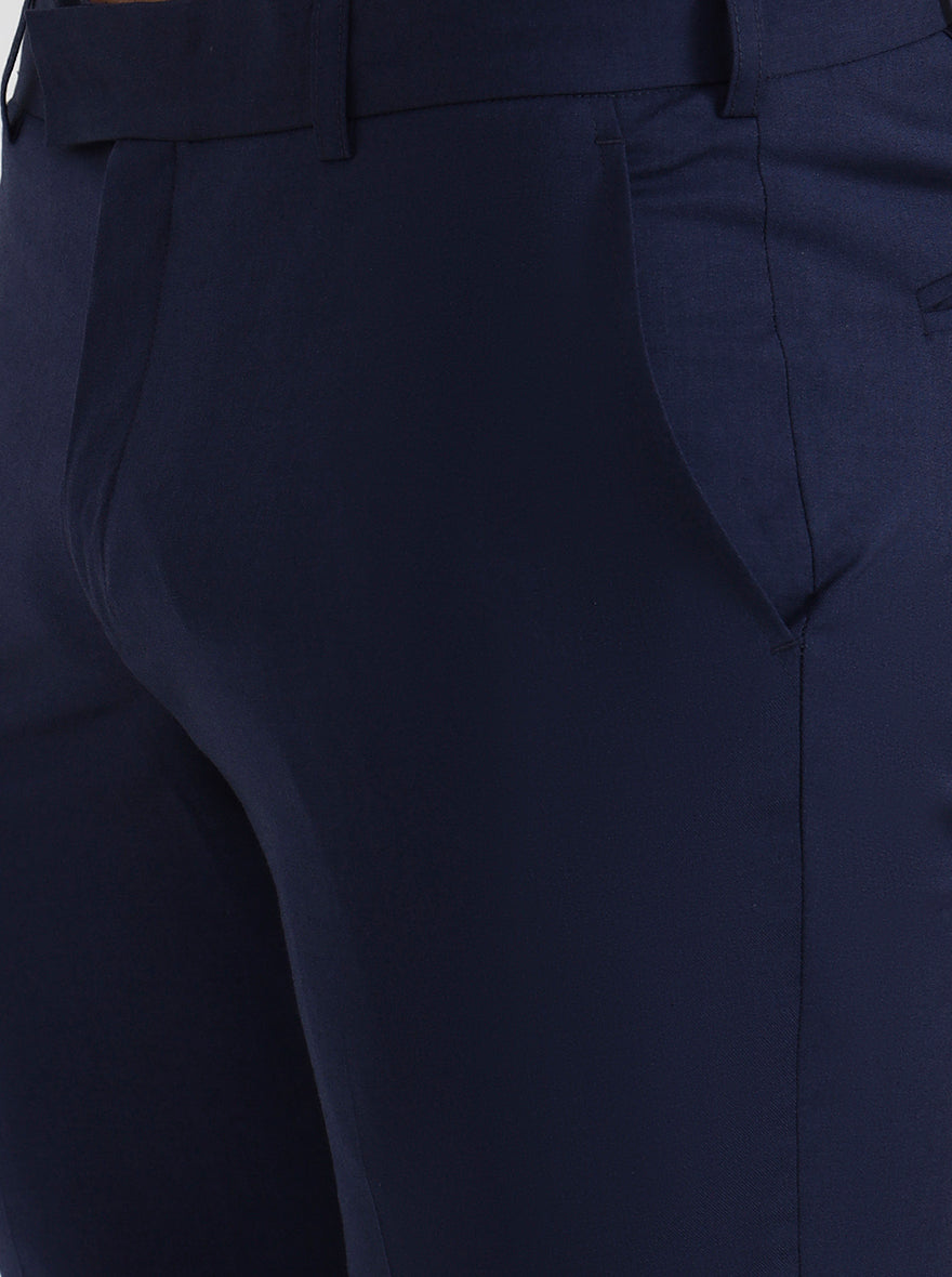 Blue Solid Super Slim Fit Formal Trouser | JB X JB