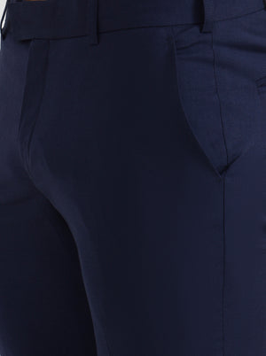 Blue Solid Super Slim Fit Formal Trouser | JB X JB