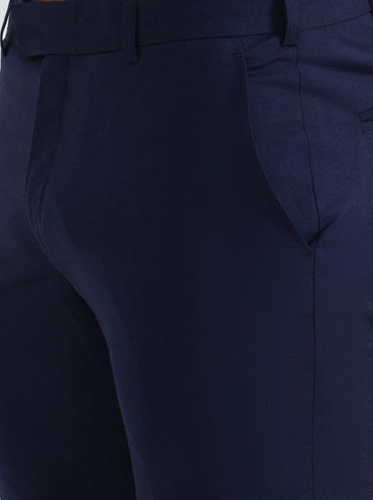 Blue Solid Super Slim Fit Formal Trouser | JB X JB
