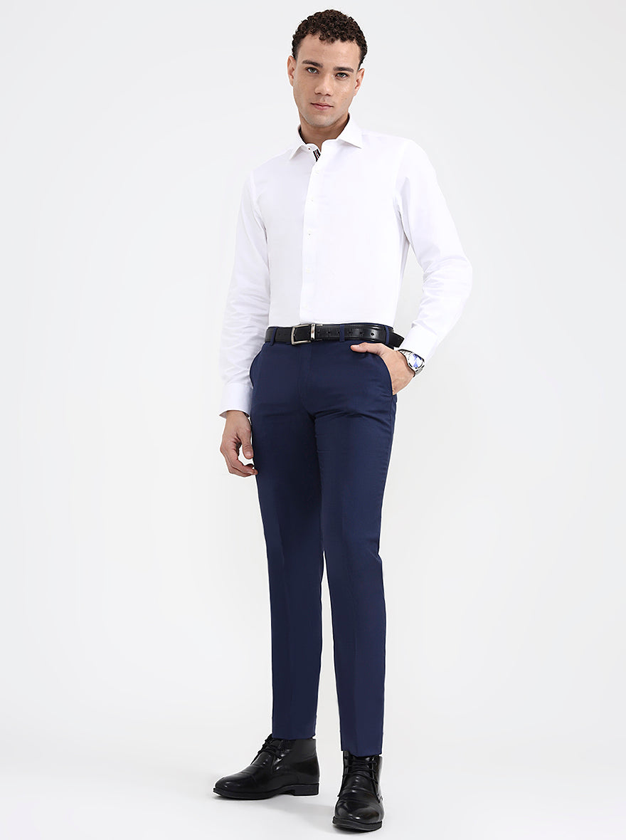 Blue Solid Super Slim Fit Formal Trouser | JB X JB