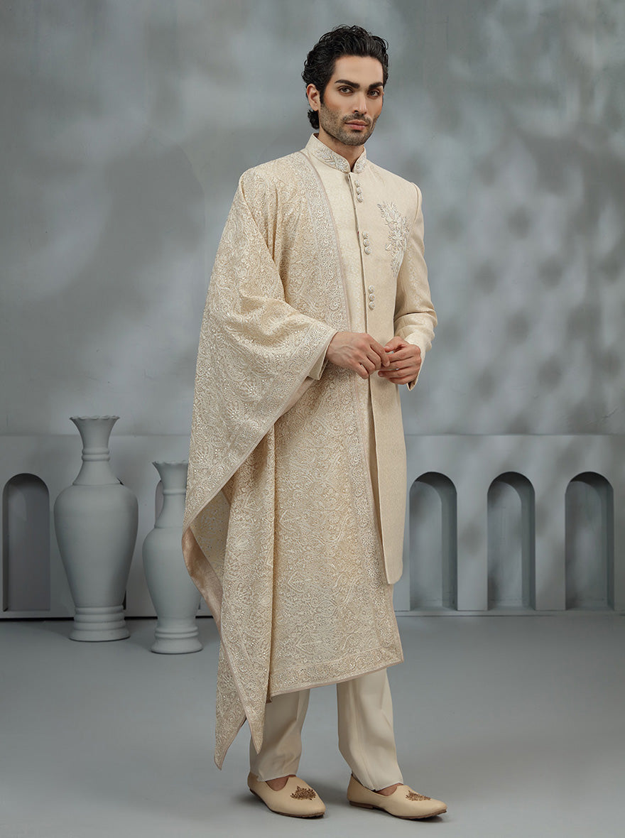 Fawn Self Design Indowestern | Virasana