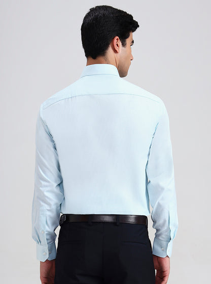 Aqua Blue  Checked Slim Fit Formal Shirt | Greenfibre