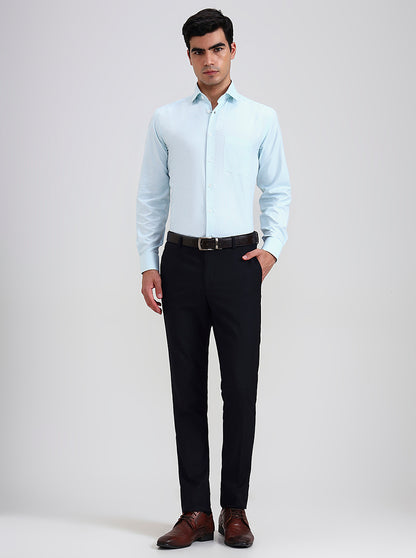 Aqua Blue  Checked Slim Fit Formal Shirt | Greenfibre