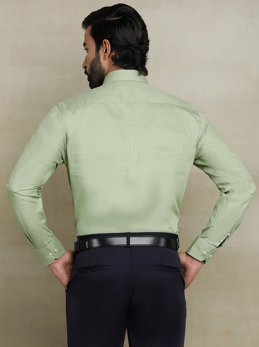 Pista Green Dobby Regular Fit Formal Shirt | JadeBlue