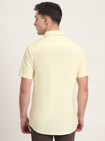 Yellow Solid Slim Fit Casual Shirt | JadeBlue