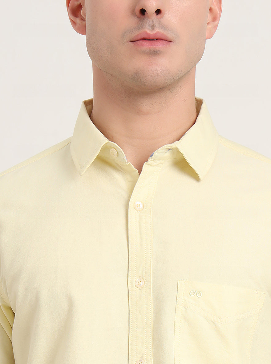 Yellow Solid Slim Fit Casual Shirt | JadeBlue