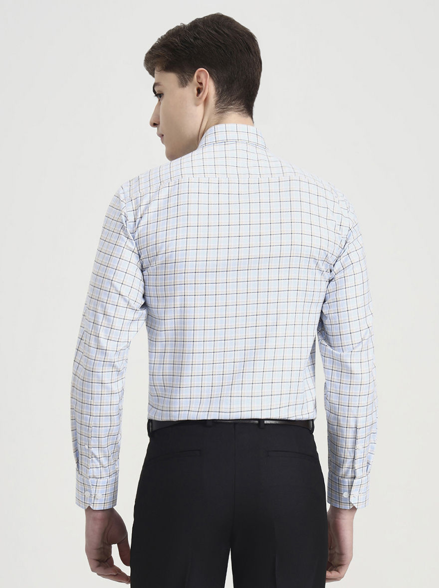Blue Checked Regular Fit Formal Shirt | JadeBlue