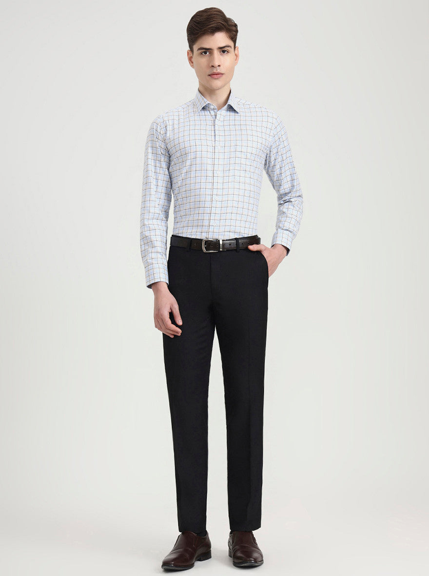 Blue Checked Regular Fit Formal Shirt | JadeBlue