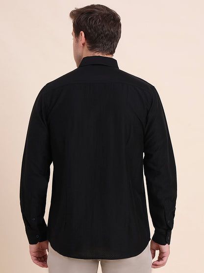 Black Solid Slim Fit Casual Shirt | JadeBlue