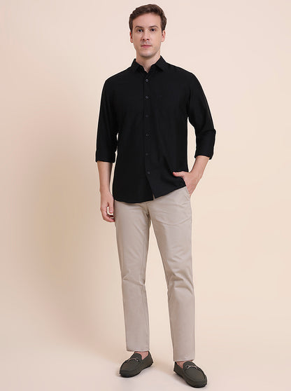 Black Solid Slim Fit Casual Shirt | JadeBlue