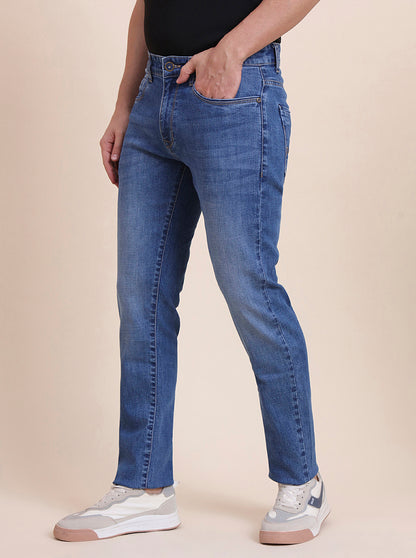 Mid Indigo Blue Washed Slim Fit Jeans | JadeBlue