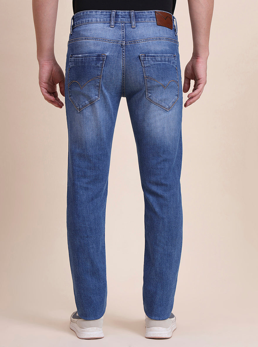 Mid Indigo Blue Washed Slim Fit Jeans | JadeBlue