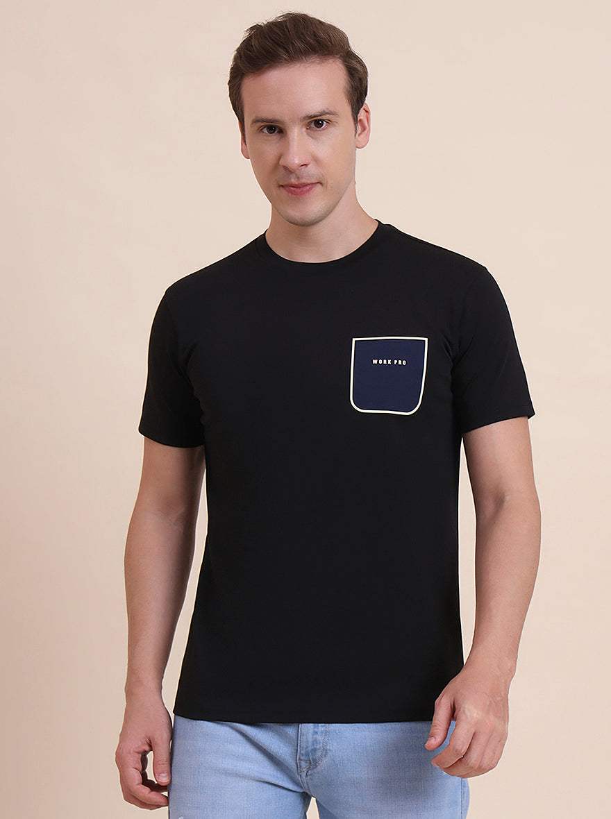 Black Printed Slim Fit T-Shirt | JadeBlue