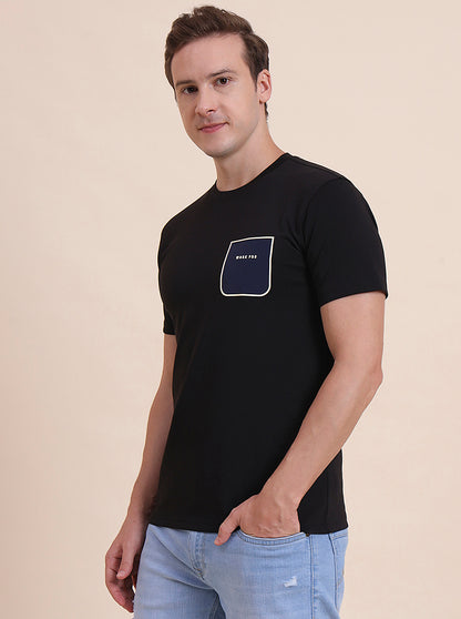 Black Printed Slim Fit T-Shirt | JadeBlue
