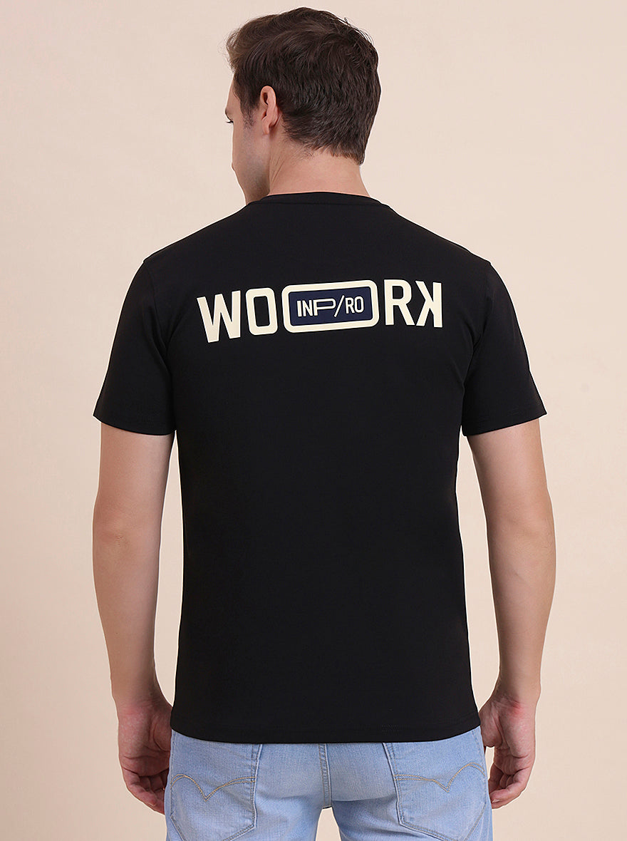 Black Printed Slim Fit T-Shirt | JadeBlue