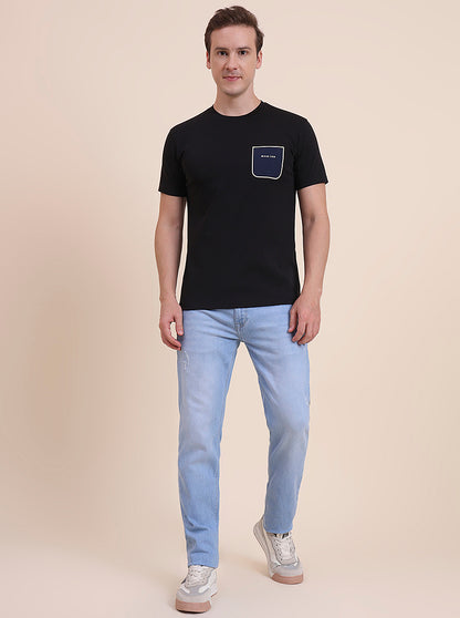 Black Printed Slim Fit T-Shirt | JadeBlue