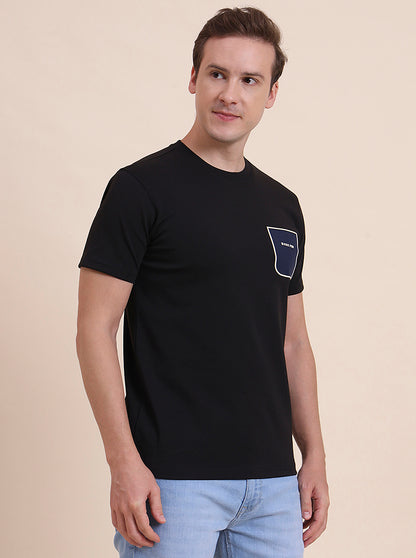 Black Printed Slim Fit T-Shirt | JadeBlue
