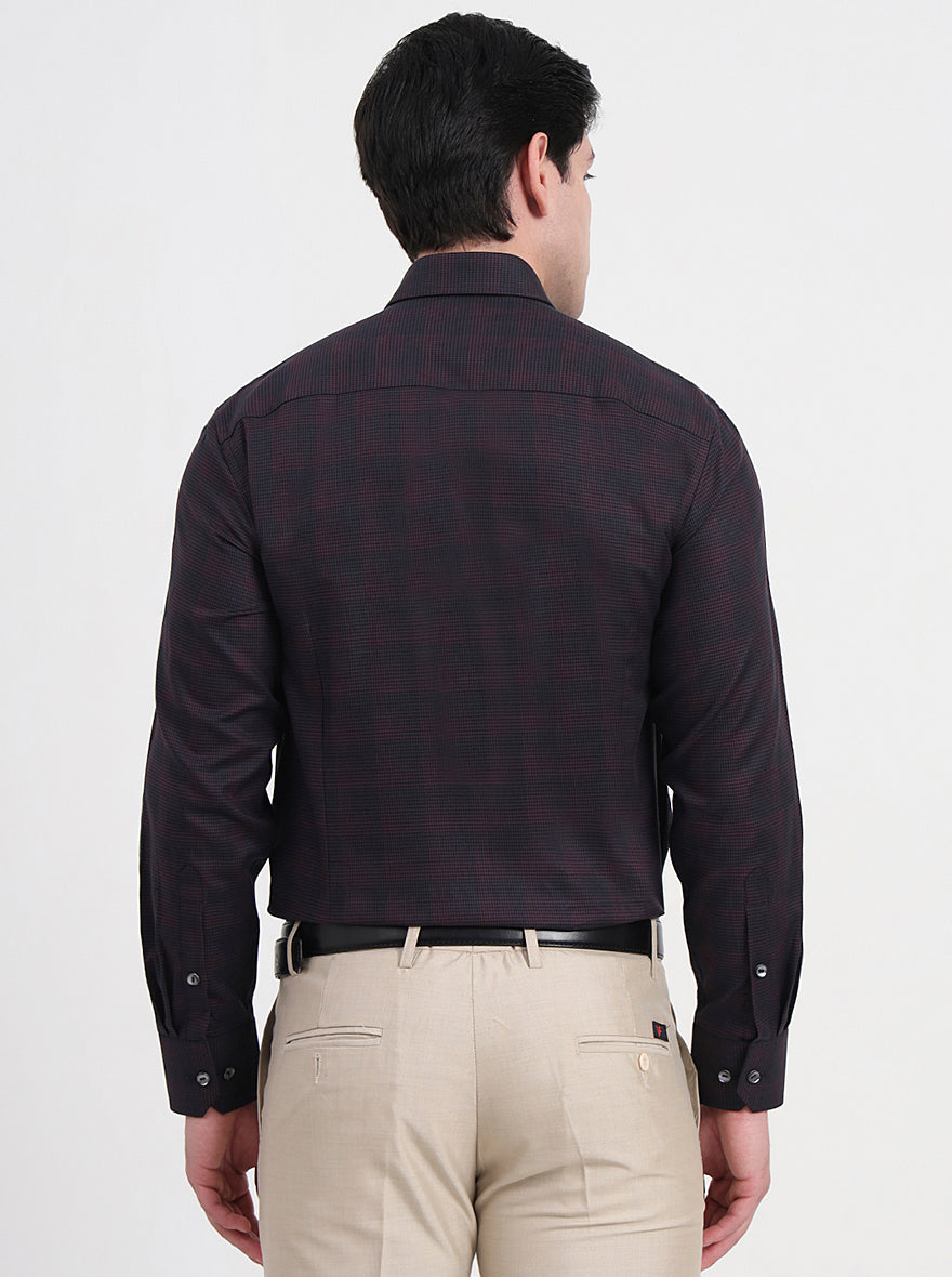 Maroon Checked Slim Fit Formal Shirt | JadeBlue