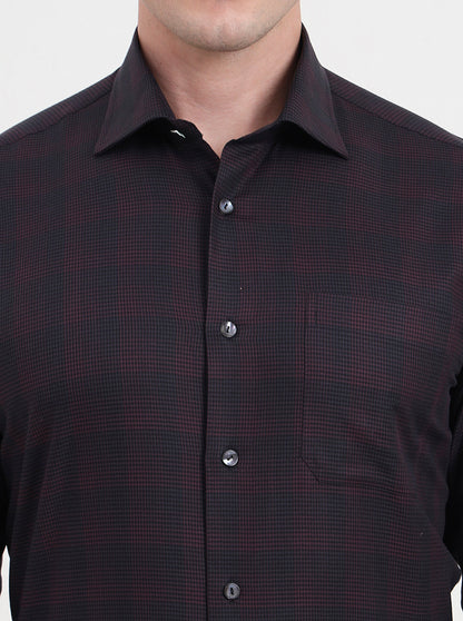 Maroon Checked Slim Fit Formal Shirt | JadeBlue