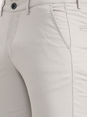 Light Grey Solid Slim Fit Casual Trouser | Greenfibre