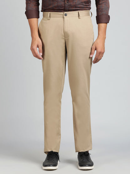 Khaki Solid Uno Fit Casual Trouser | JadeBlue