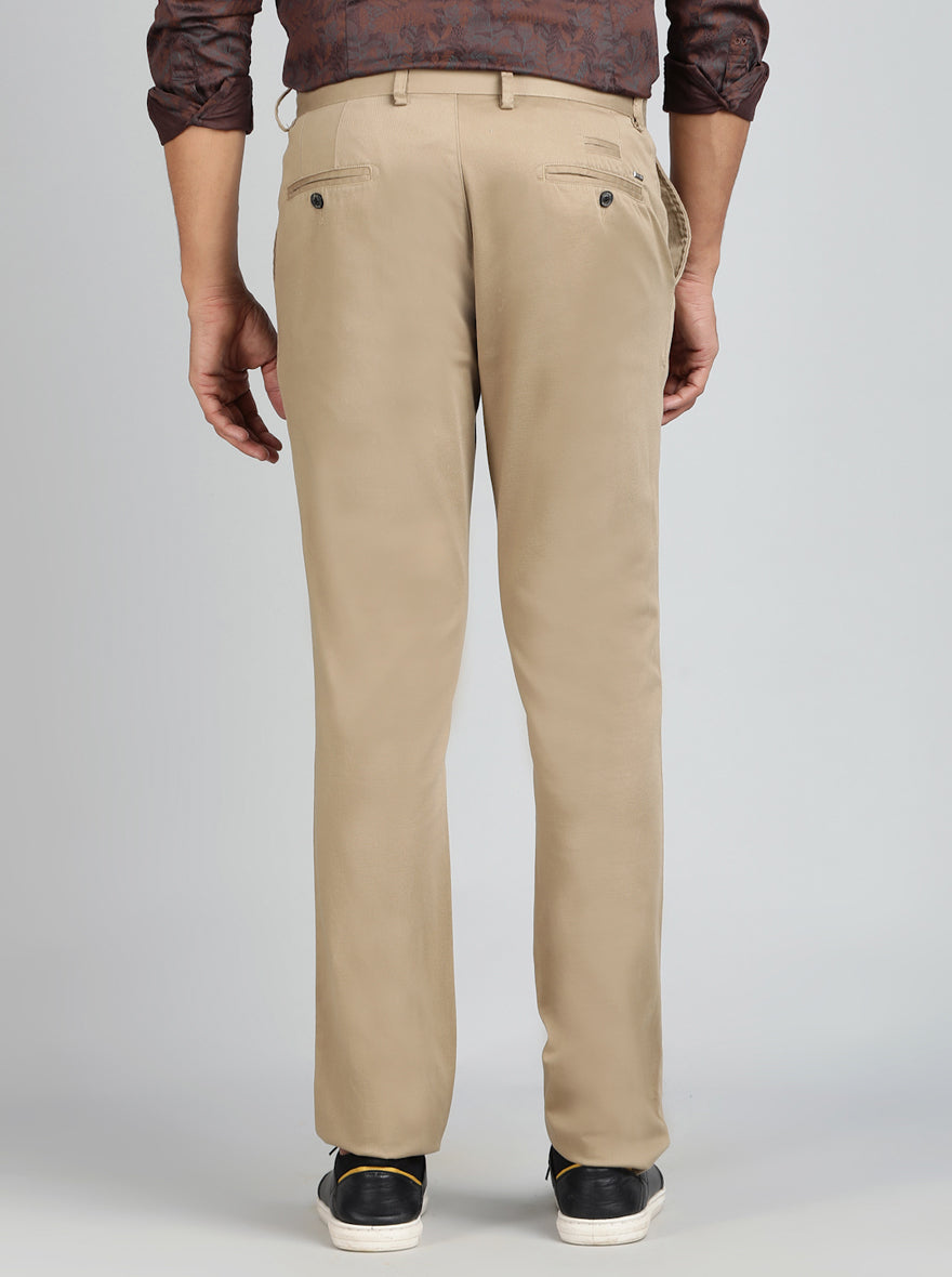 Khaki Solid Uno Fit Casual Trouser | JadeBlue