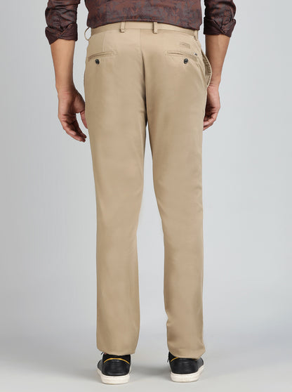 Khaki Solid Uno Fit Casual Trouser | JadeBlue