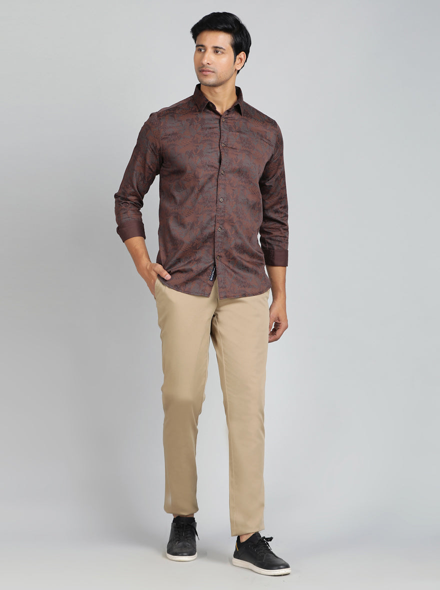 Khaki Solid Uno Fit Casual Trouser | JadeBlue